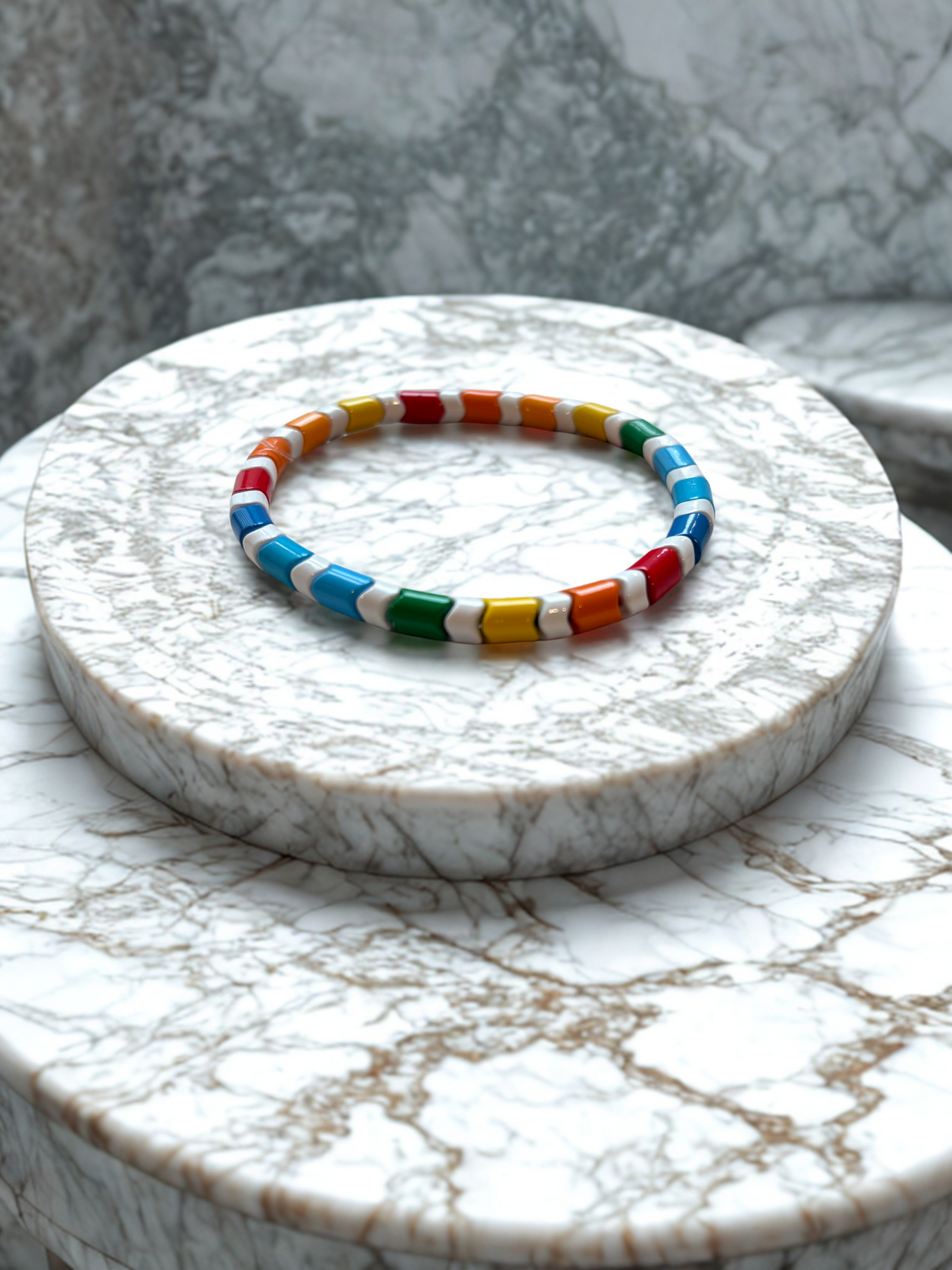 Colorful Wavy Spacer Bead Stretch Bracelet