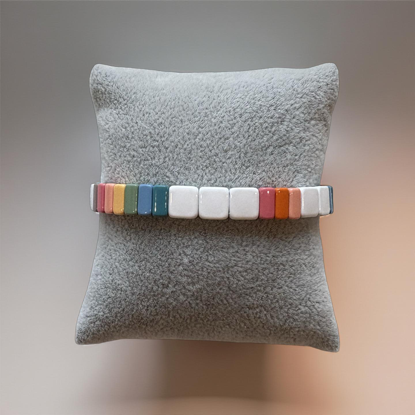 White Colorful Bangle Elastic Bracelet