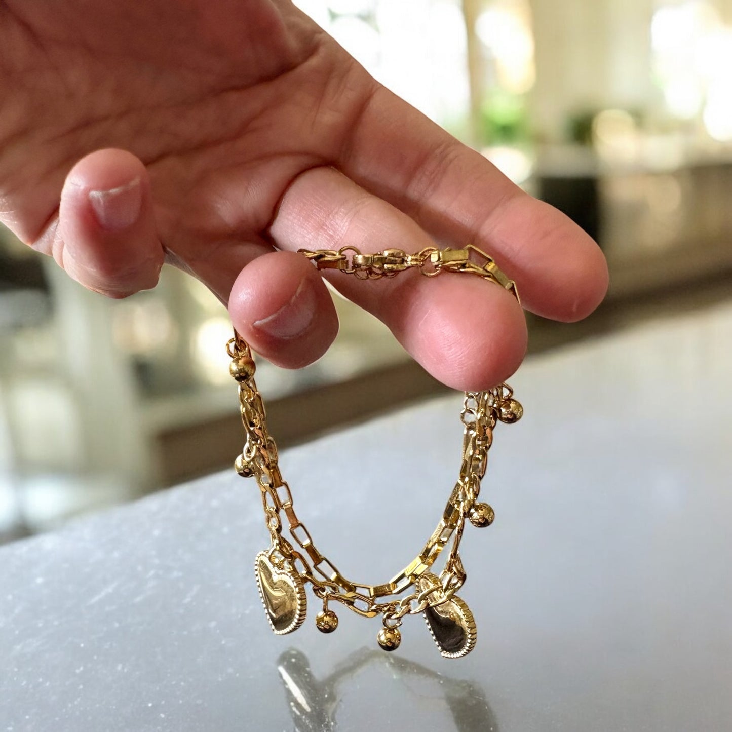 18K Gold Plated Stainless Steel Heart Bracelet