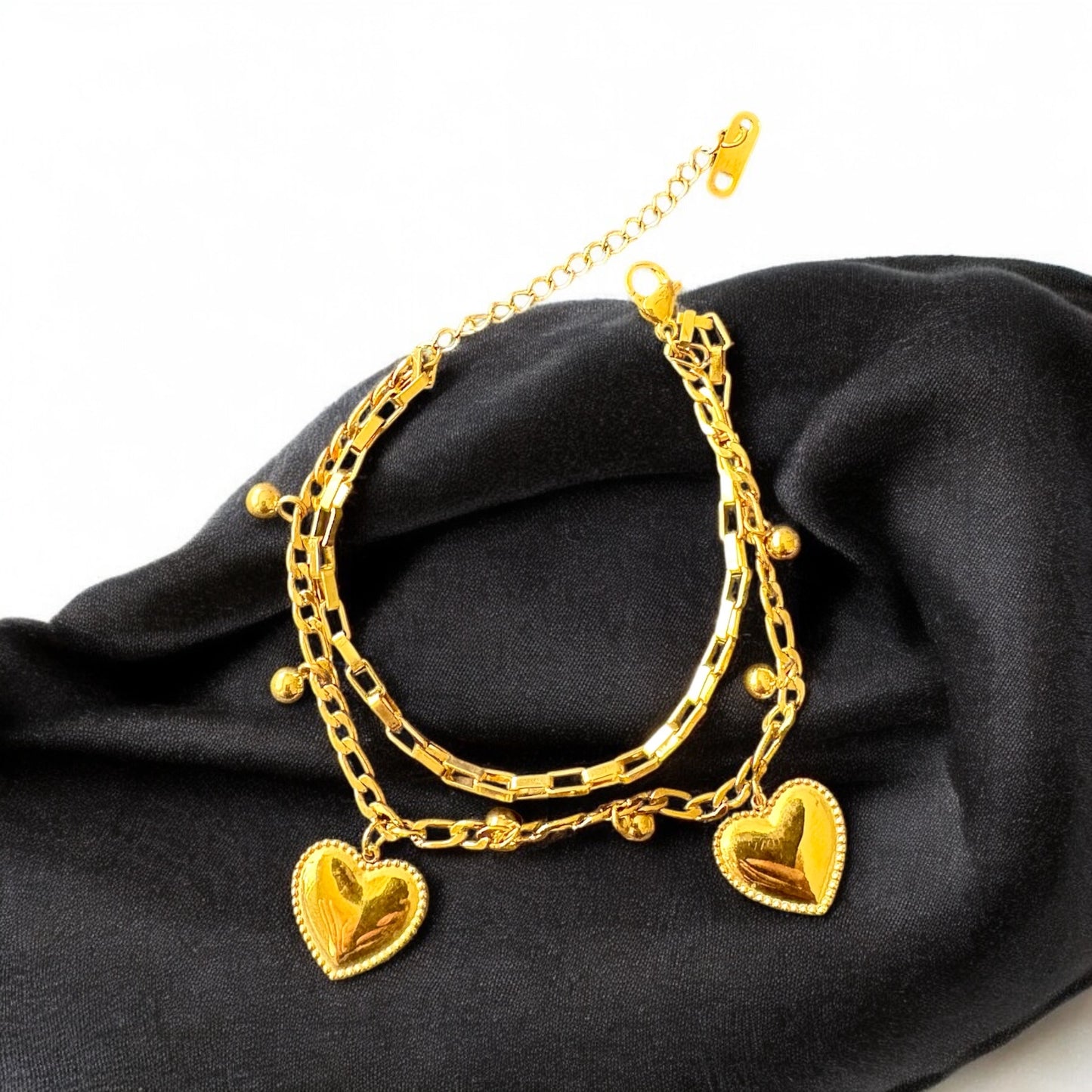 18K Gold Plated Stainless Steel Heart Bracelet