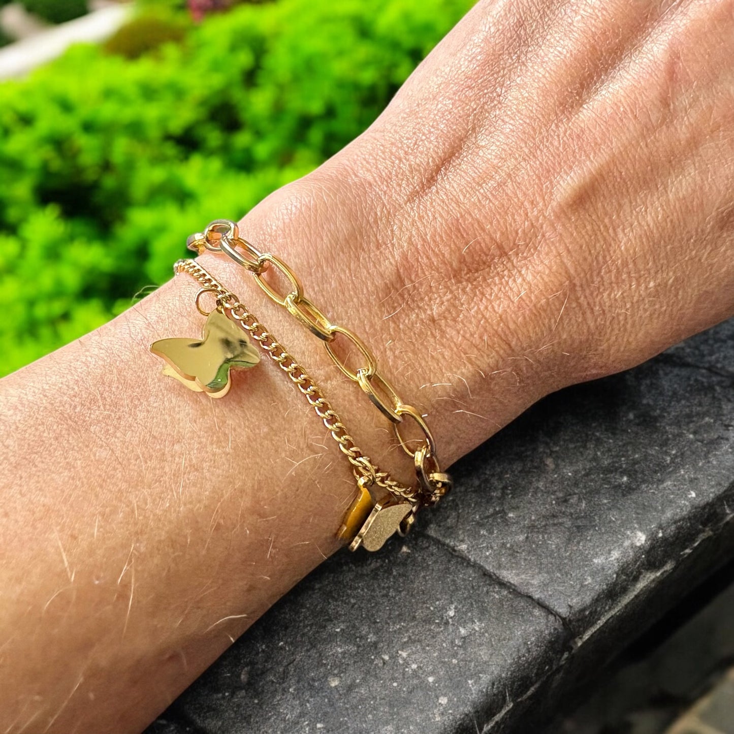 18K Gold Plated Stainless Steel Butterflies Bracelet