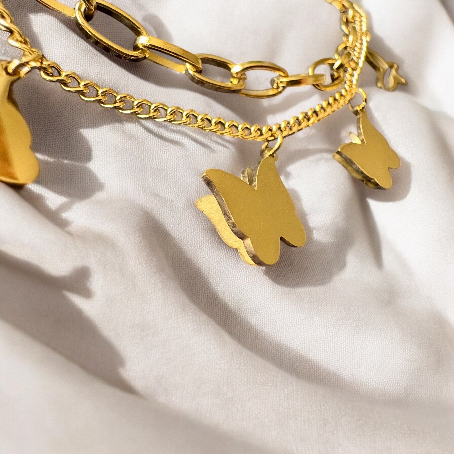 18K Gold Plated Stainless Steel Butterflies Bracelet