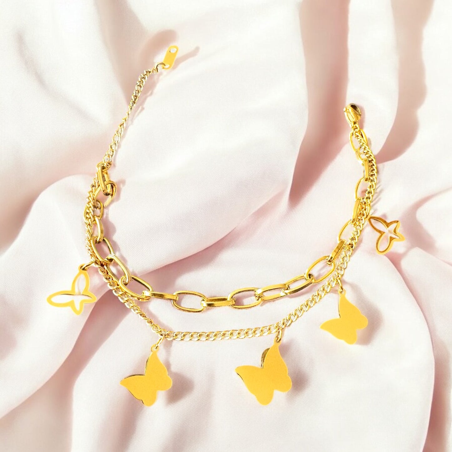 18K Gold Plated Stainless Steel Butterflies Bracelet