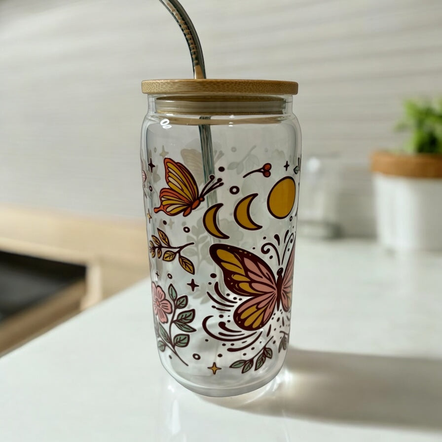 Glass Cup - Butterflies