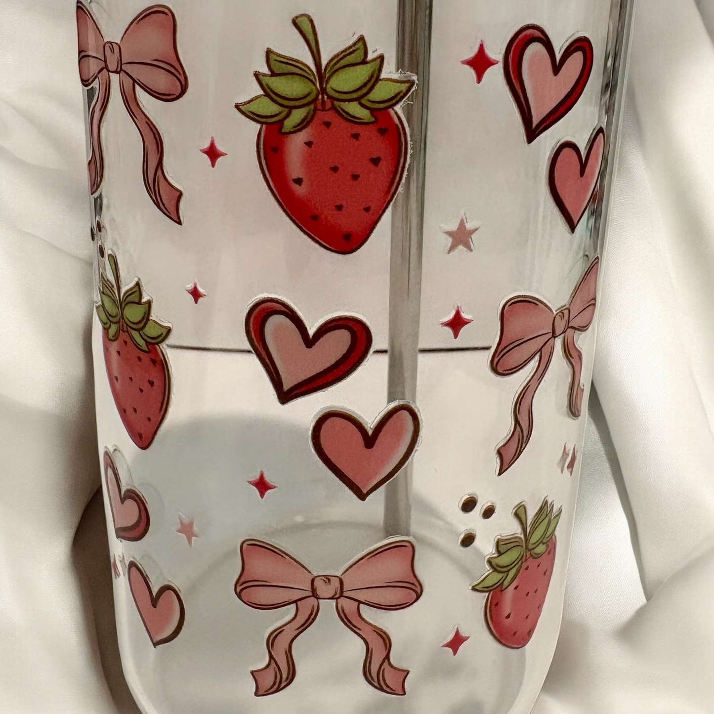 Strawberry and Heart Glass Cup