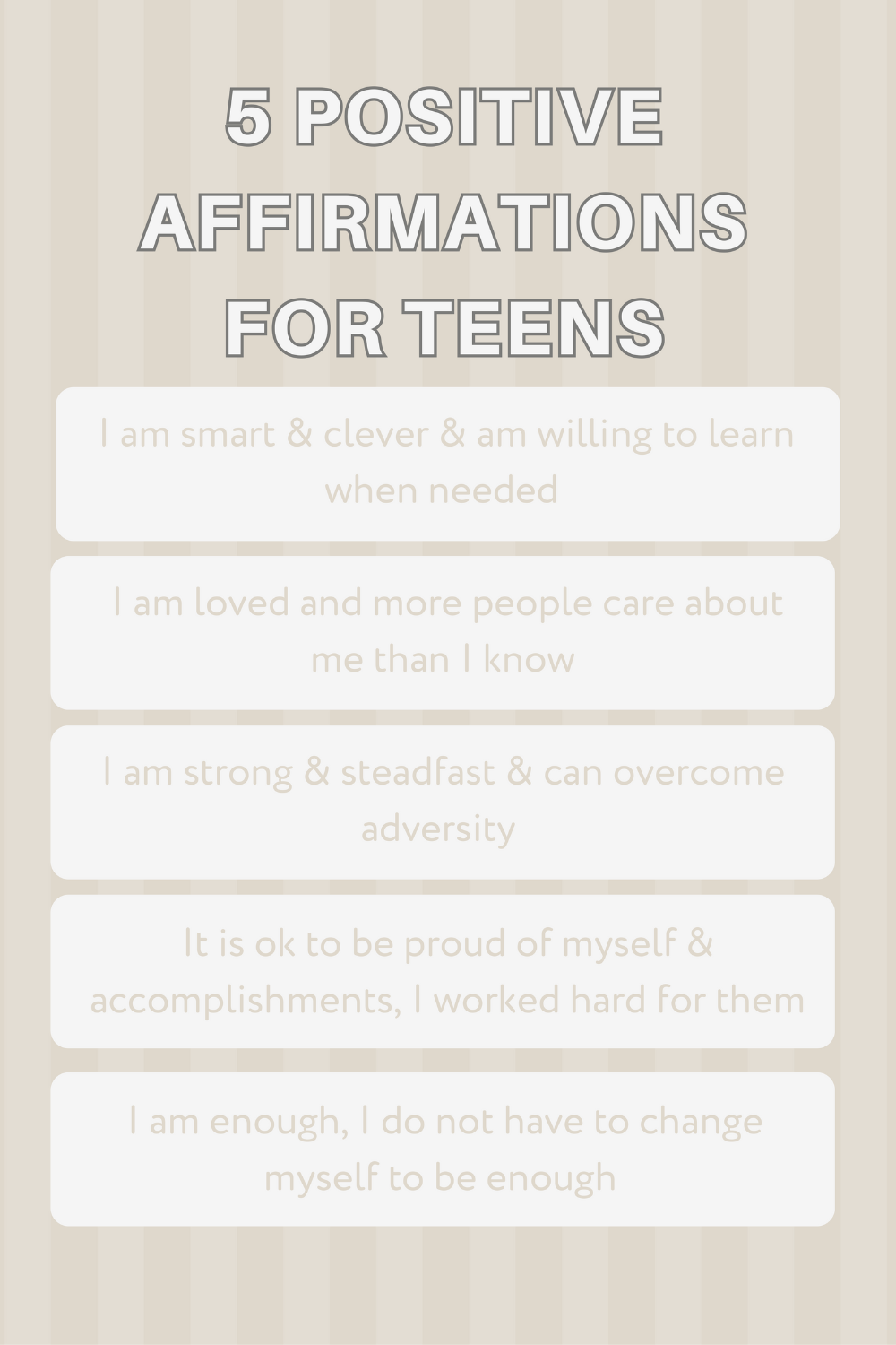 5 Positive Affirmations for Teens
