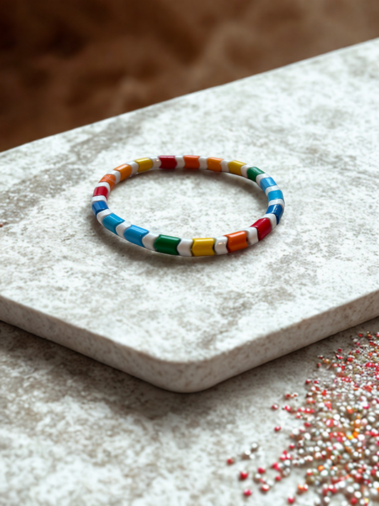 Colorful Wavy Spacer Bead Stretch Bracelet