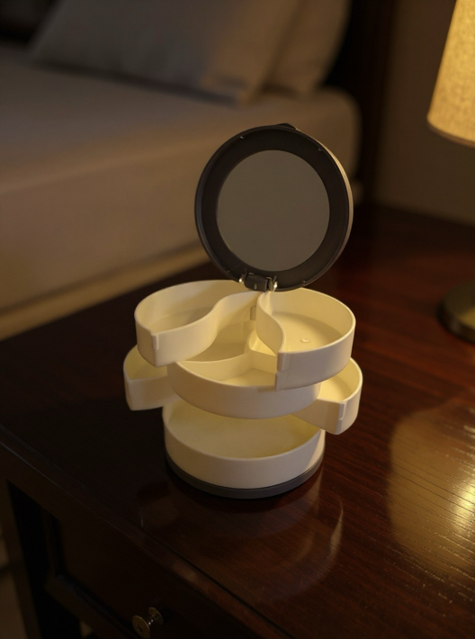 Rotating Four Layer White Jewelry Box