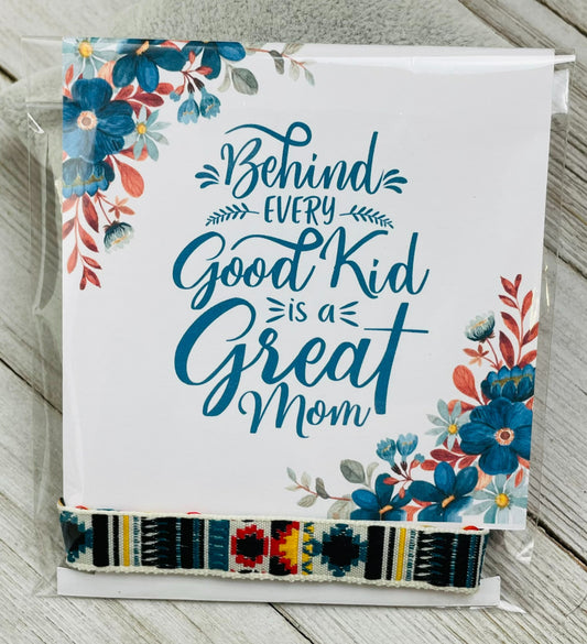 Mother's Day Card with Adjustable Boho Woven Bracelet
