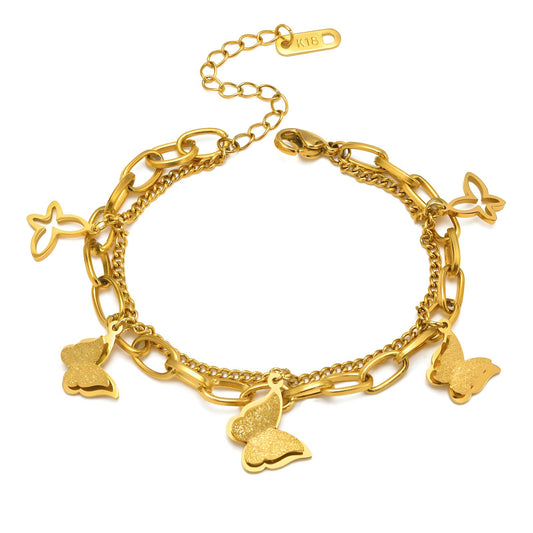 18K Gold Plated Stainless Steel Butterflies Bracelet