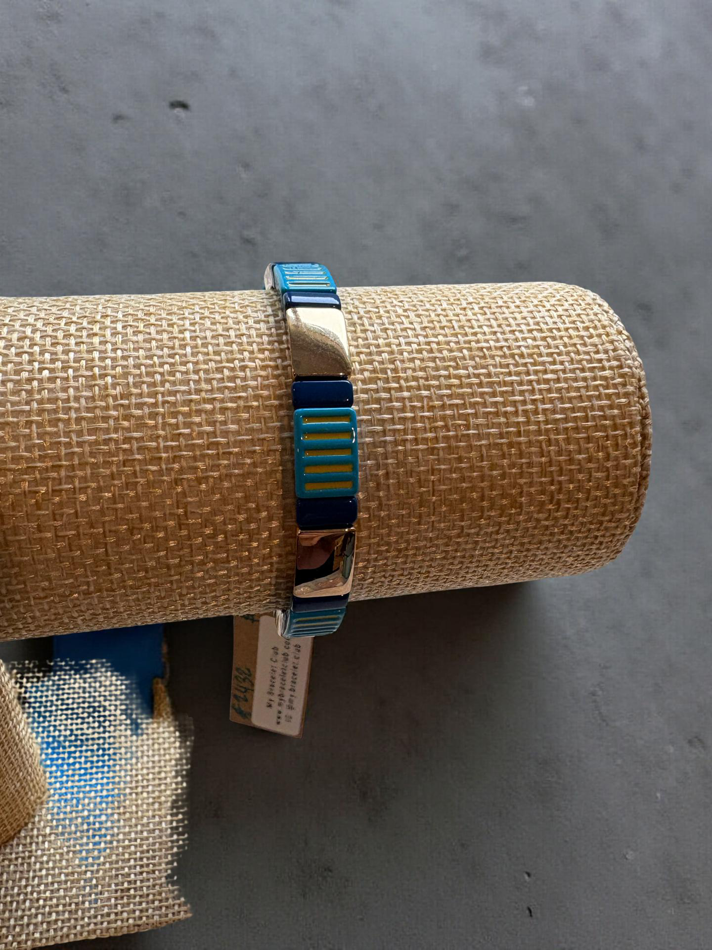 Blue and Gold Enamel Stretch Bracelet