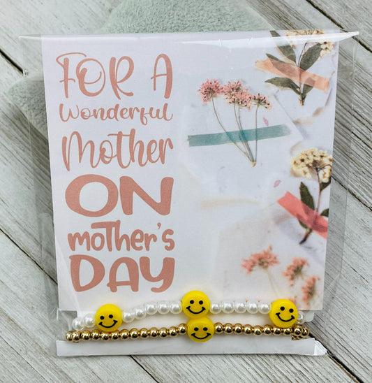 Mother's Day Card with Two Stretchy Smiley Bracelets