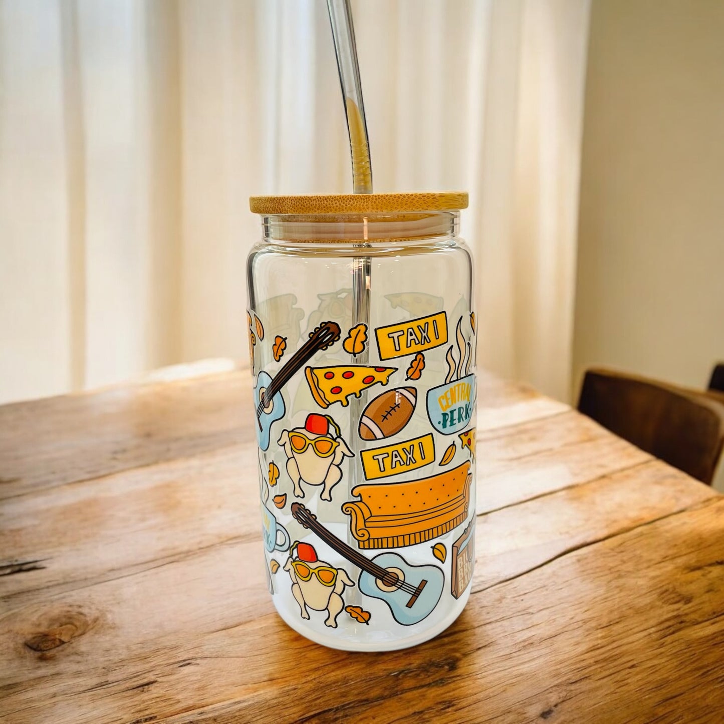 Glass Cup with pictures from popular show