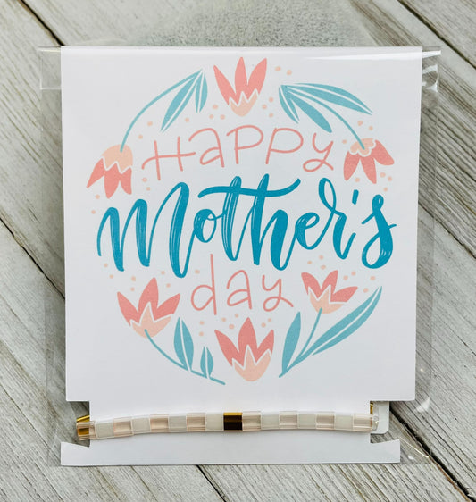 Mother's Day Card with Handmade Virginia Glass Tila Bead Bracelet