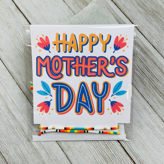 Mother's Day Card with Two Adjustable Seed Bead Bracelets
