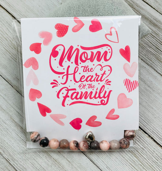 Mother's Day Card with Stretchy Natural Stone Bracelet