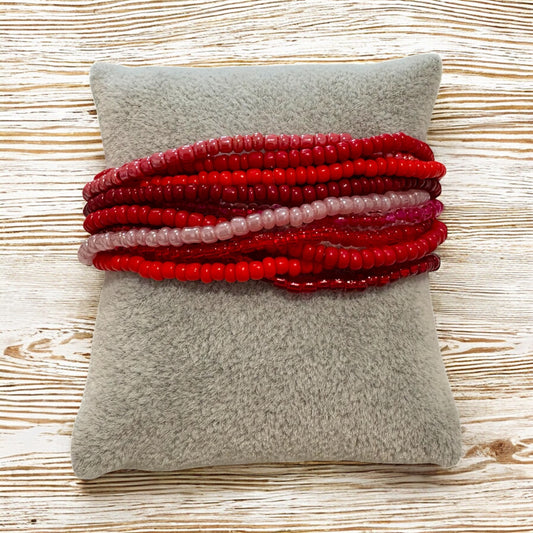 Seed Bead Bracelet: Red