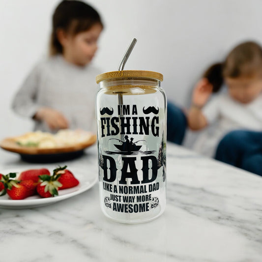 Dad Fishing Glass Cup