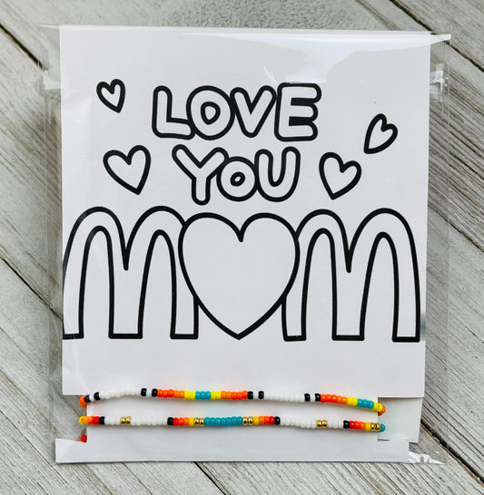 Mother's Day Card with Two Adjustable Seed Bead Bracelets
