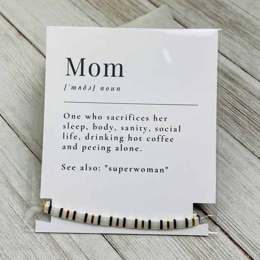 Mother's Day Card with Handmade Naomi Glass Tila Bead Bracelet