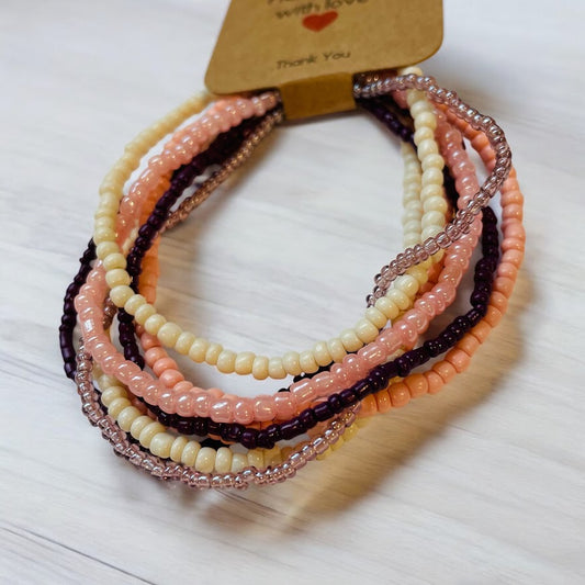 Seed Bead Bracelet Set - Pretty in Pink