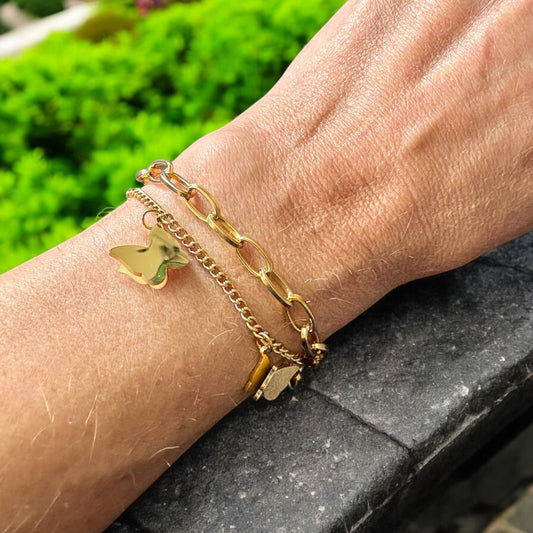 18K Gold Plated Stainless Steel Butterflies Bracelet