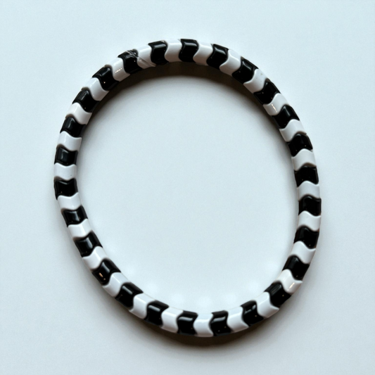 Black and White Wavy Spacer Bead Bracelet