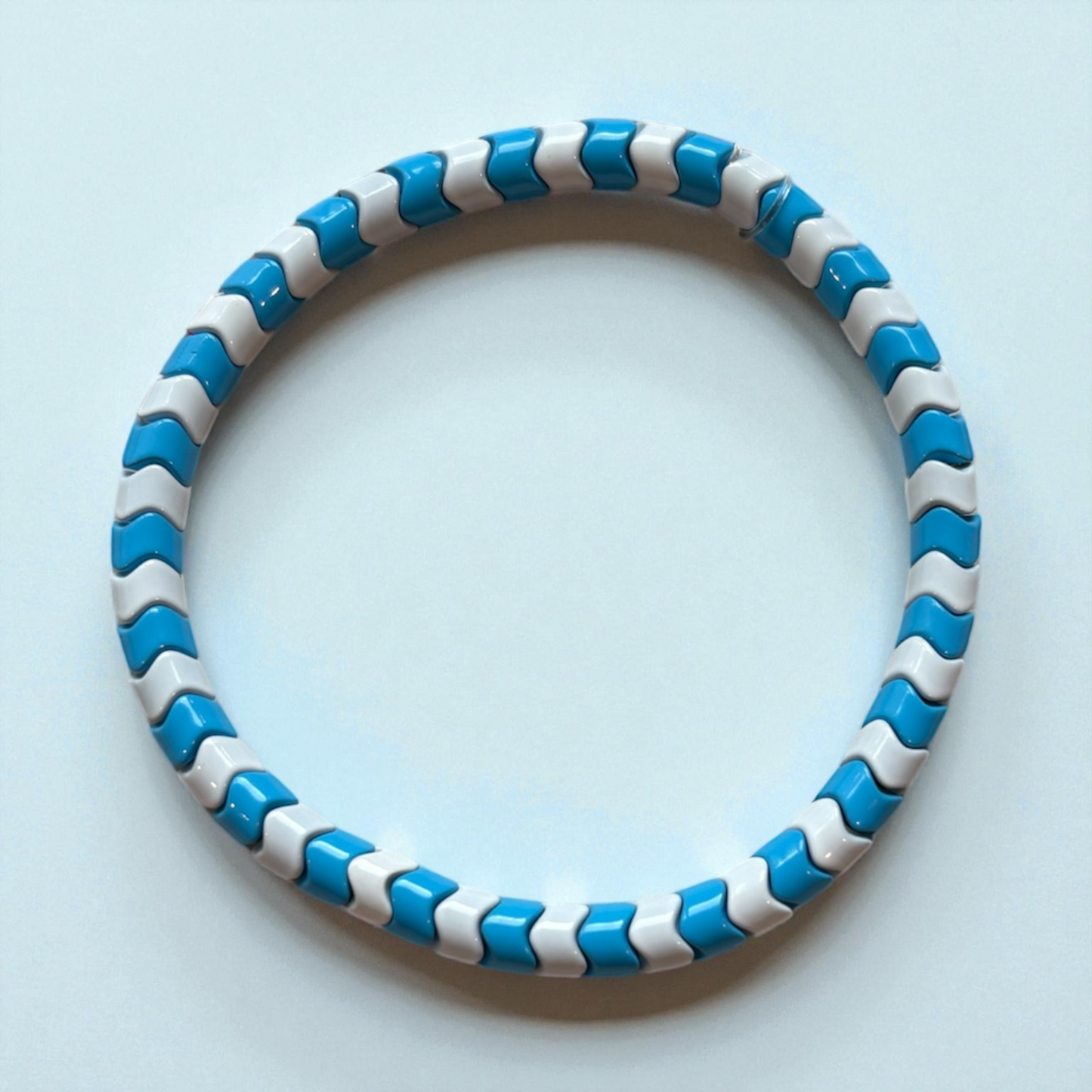 Blue and White Wavy Spacer Bead Bracelet