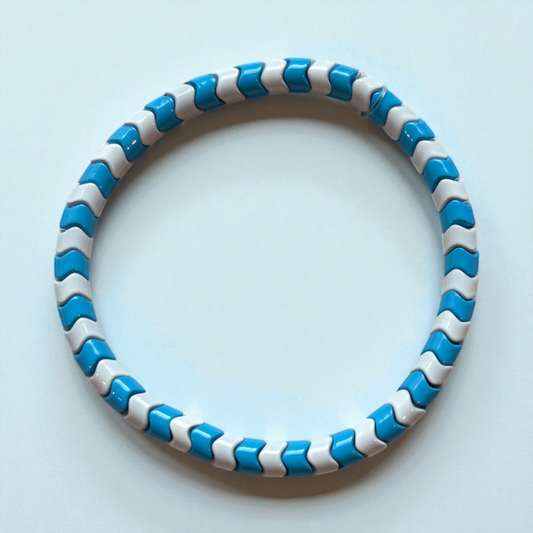Blue and White Wavy Spacer Bead Bracelet