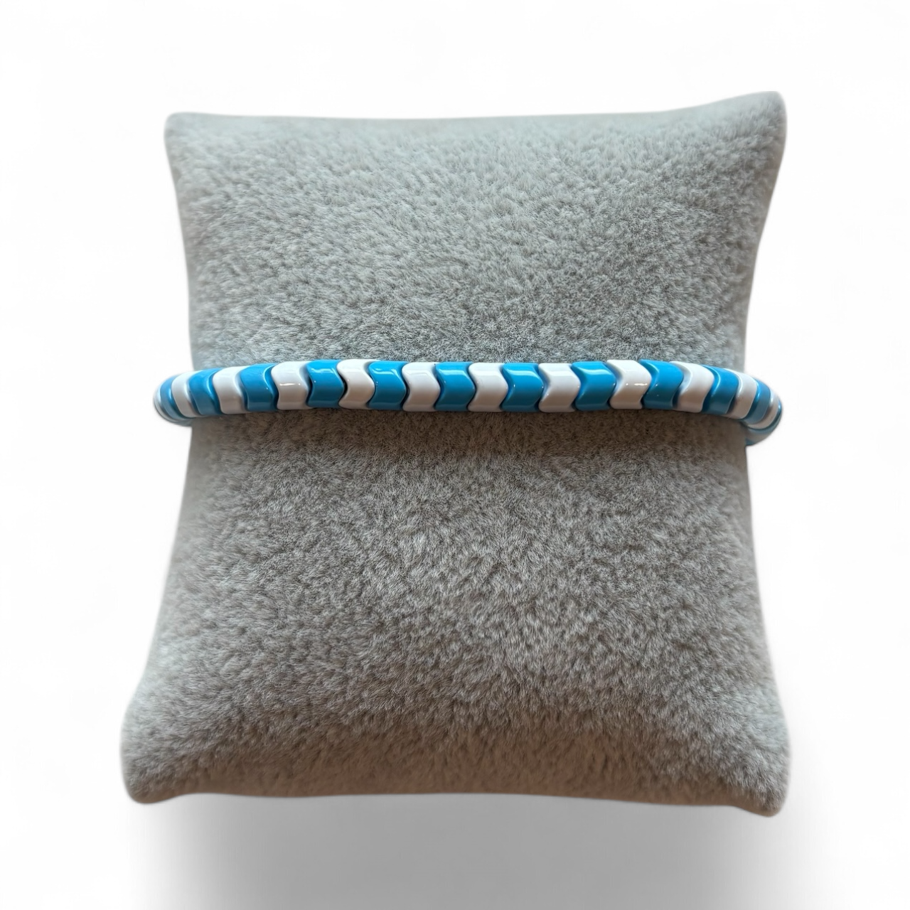 Blue and White Wavy Spacer Bead Bracelet