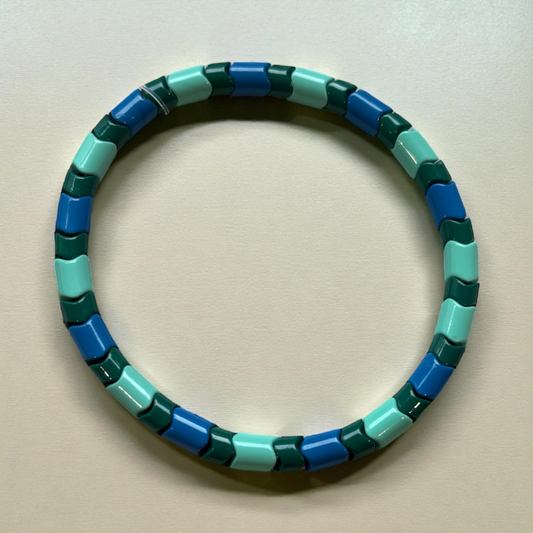 Blue and Green Wavy Spacer Bead Bracelet