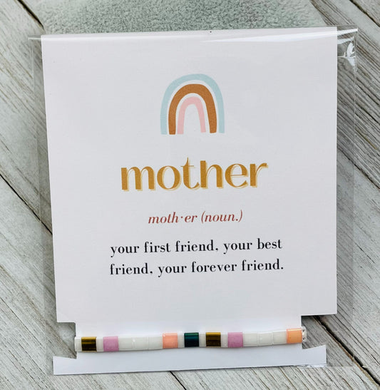Mother's Day Card with Handmade Colleen Glass Tila Bead Bracelet