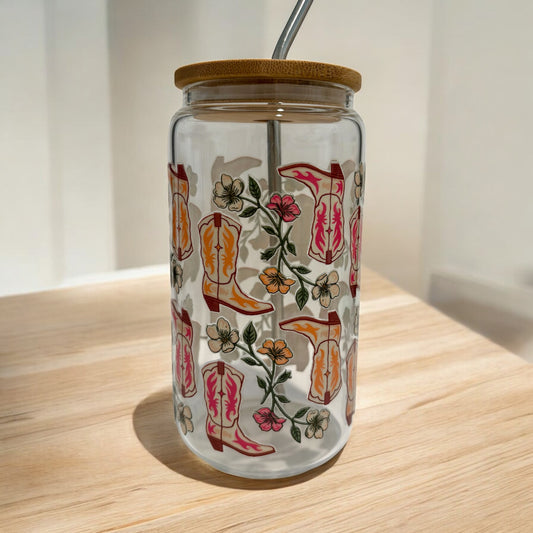Cowgirl Boots Glass Cup