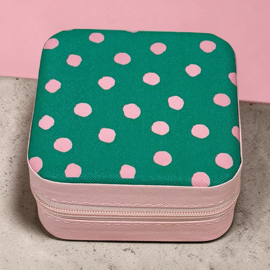 Green with Pink Polka Dots Jewelry Box