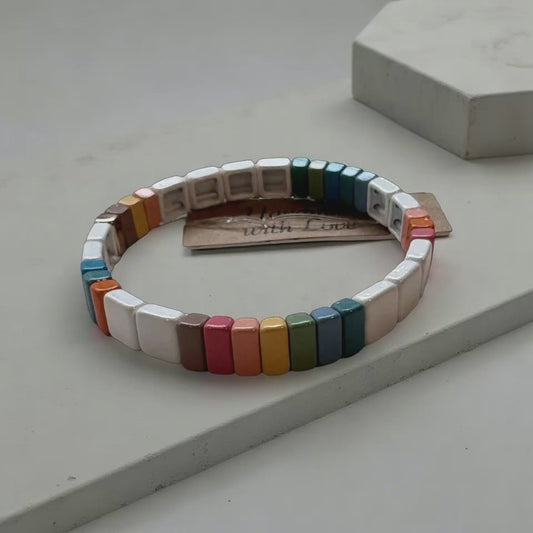 White Colorful Bangle Elastic Bracelet