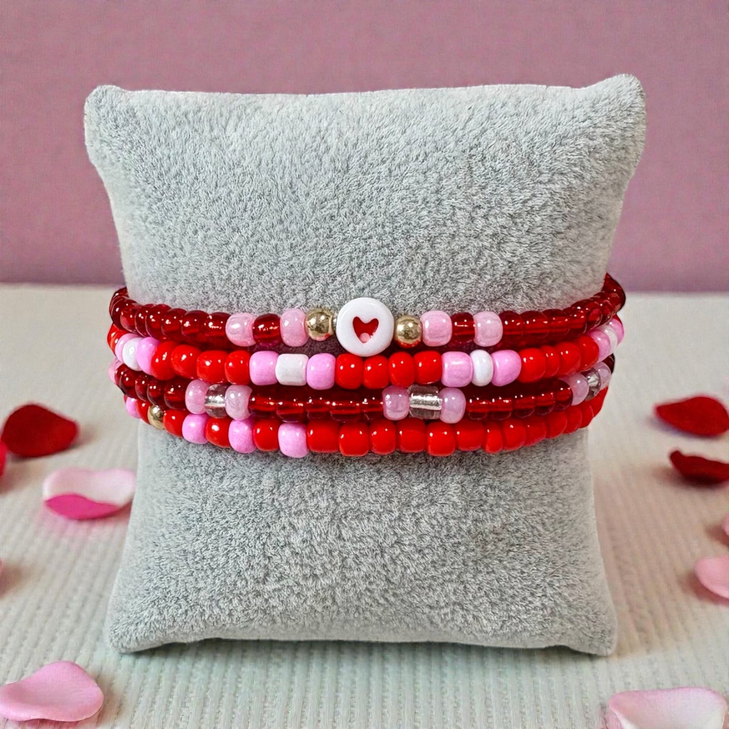 Valentine Seed Bead Bracelets
