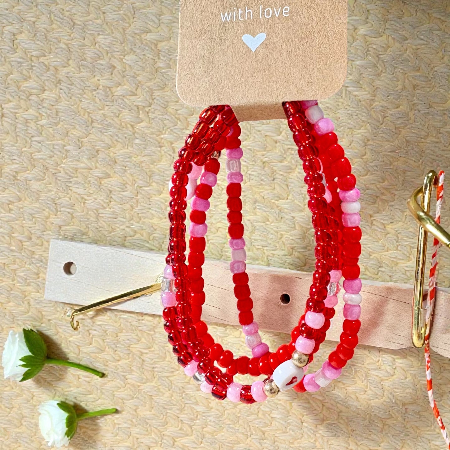 Valentine Seed Bead Bracelets