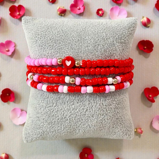 Red and Pink Valentine Bracelets